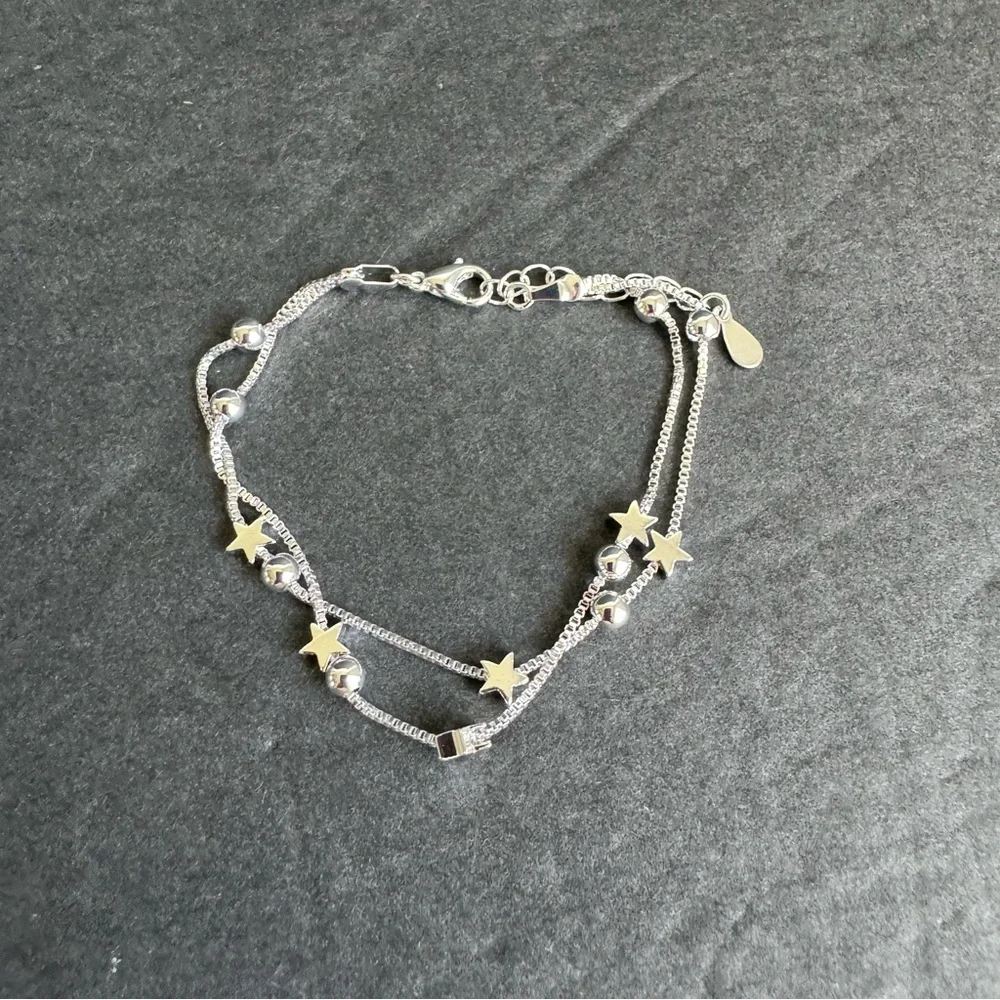 Silver Star Bracelet Celestial Double‎ Chain Dainty Fairycore